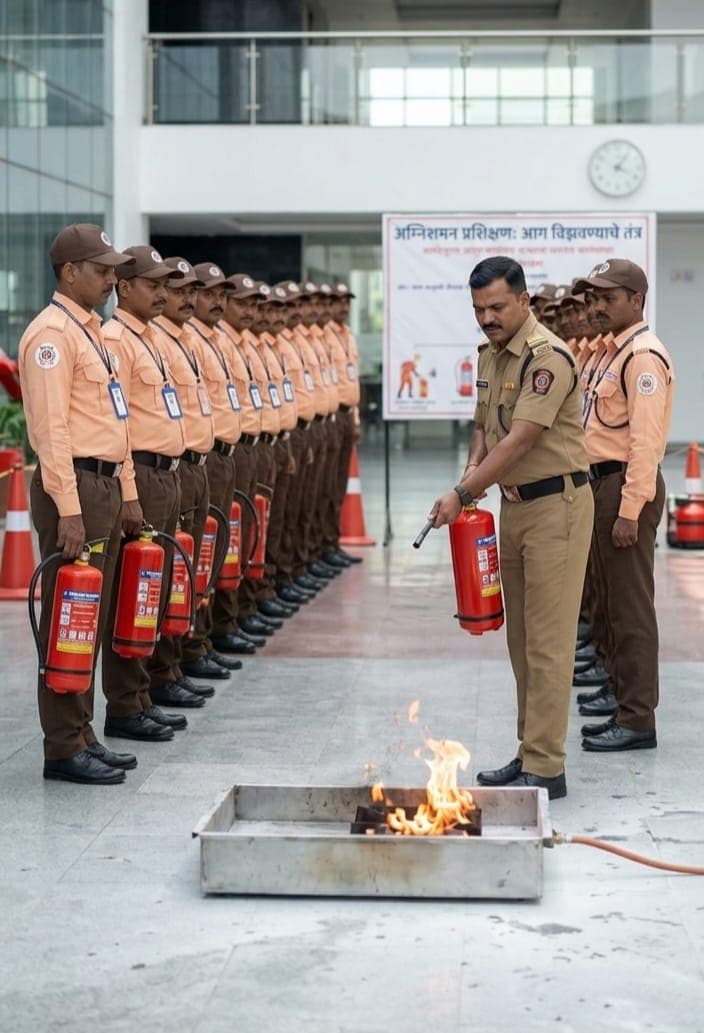 Security team marching in synchronized formation indoors